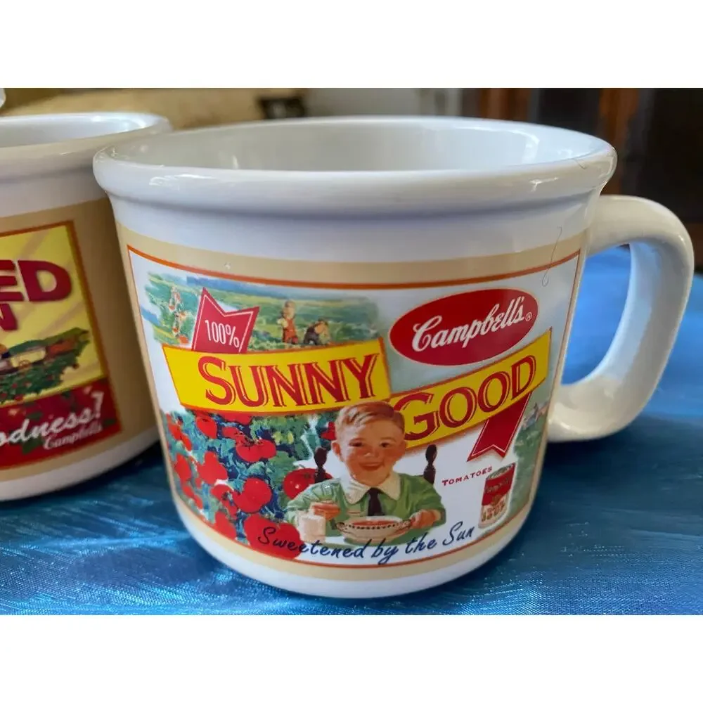 Houston Harvest Campbell's Soup mugs from 2005 feature vintage-style advertising